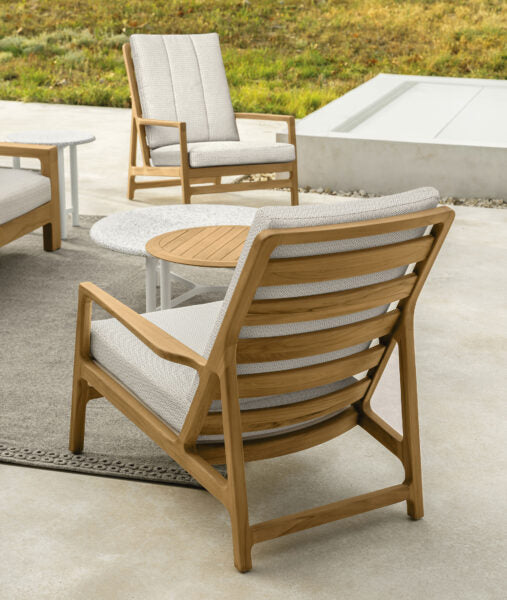 Oliver Poltrona Lounge Talenti Natural Teak - Dune White Genco Outdoor