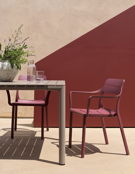 sedia da esterno con braccioli cassia armchair nardi rosso borgogna genco outdoor