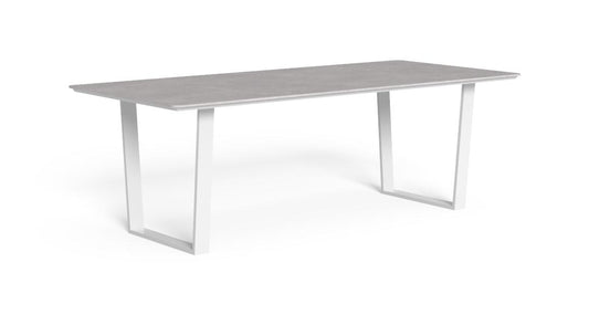 Alabama Alu tavolo pranzo 220x100 da esterno bianco ceramica perla Talenti