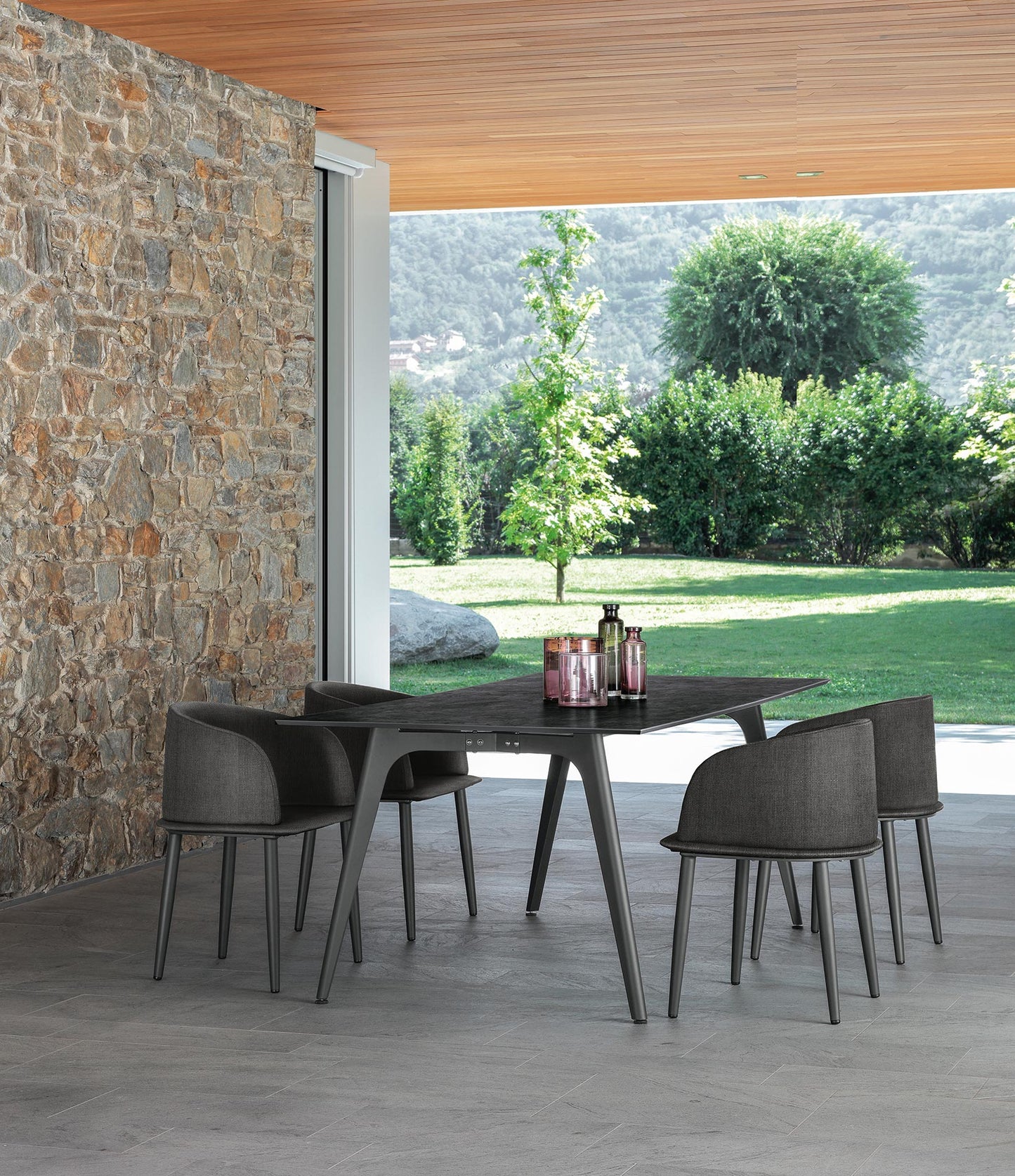 Cleo Soft Alu Pranzo 220x100 da esterno Talenti grafite grigio scuro giardino