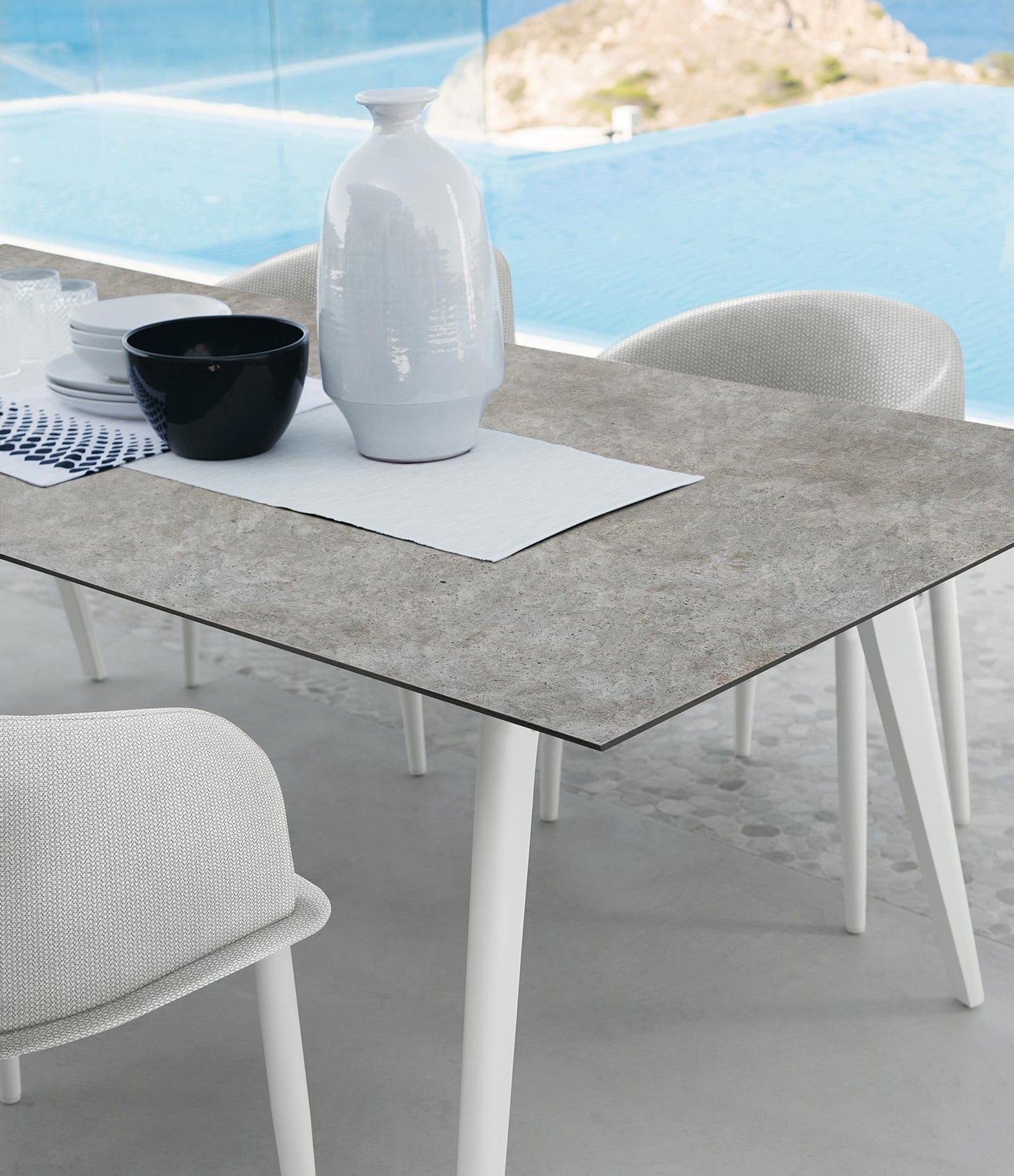 Cleo Soft Alu Tavolo Pranzo 220x100 da esterno Talenti bianco grigio chiaro made in italy