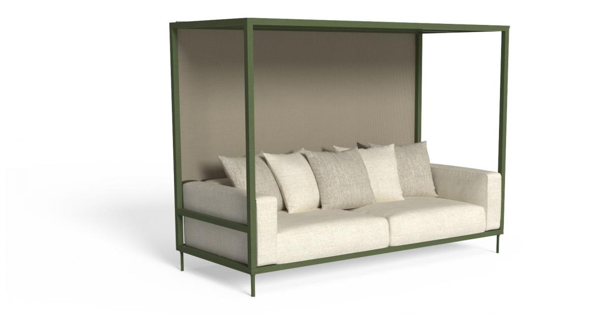 Cleo Soft Alu divano a baldacchino da esterno Talenti verde bianco reed green warm white