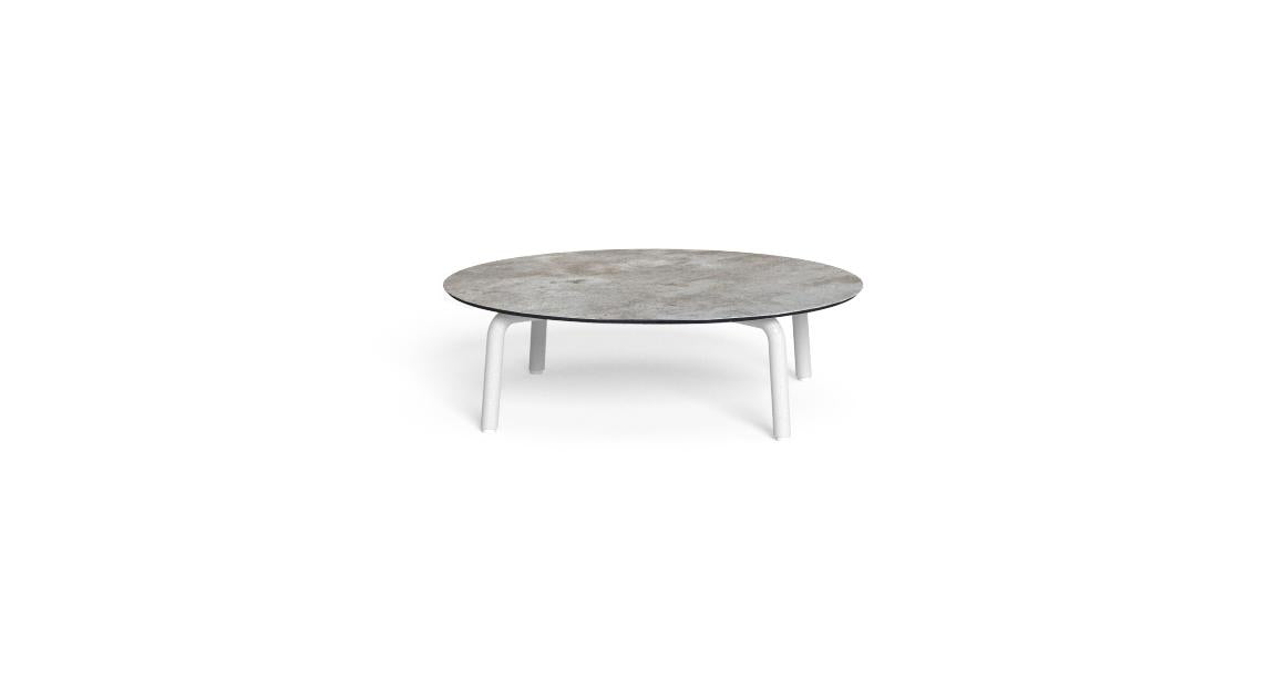 Cleo Soft Alu tavolo caffè d100 in alluminio da esterno Talenti bianco grigio chiaro