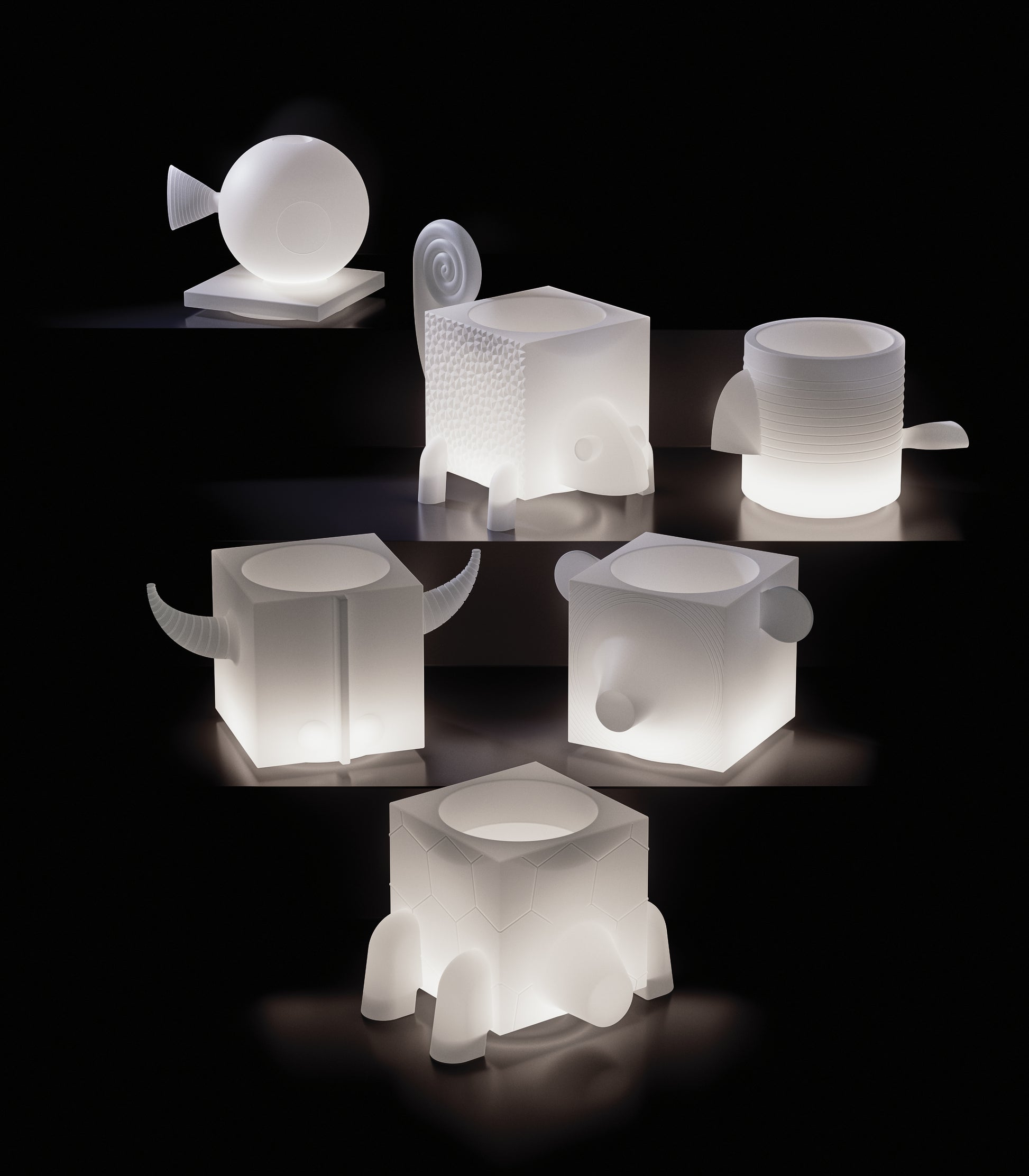 Contenitore multifunzione vaso  lampada portaoggetti da esterno Fera Lyxo luminoso modulare Genco Outdoor