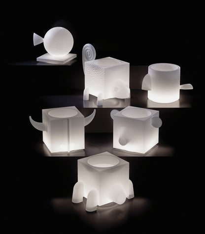 Contenitore multifunzione vaso  lampada portaoggetti da esterno Fera Lyxo luminoso modulare Genco Outdoor