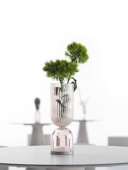 Lampada vaso da esterno Lyxo rigata sopra grigio rosa fume luce 