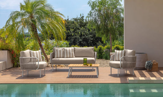 Talenti Plum outdoor sofa set (1 sofa + 2 armchairs + 1 coffee table) 