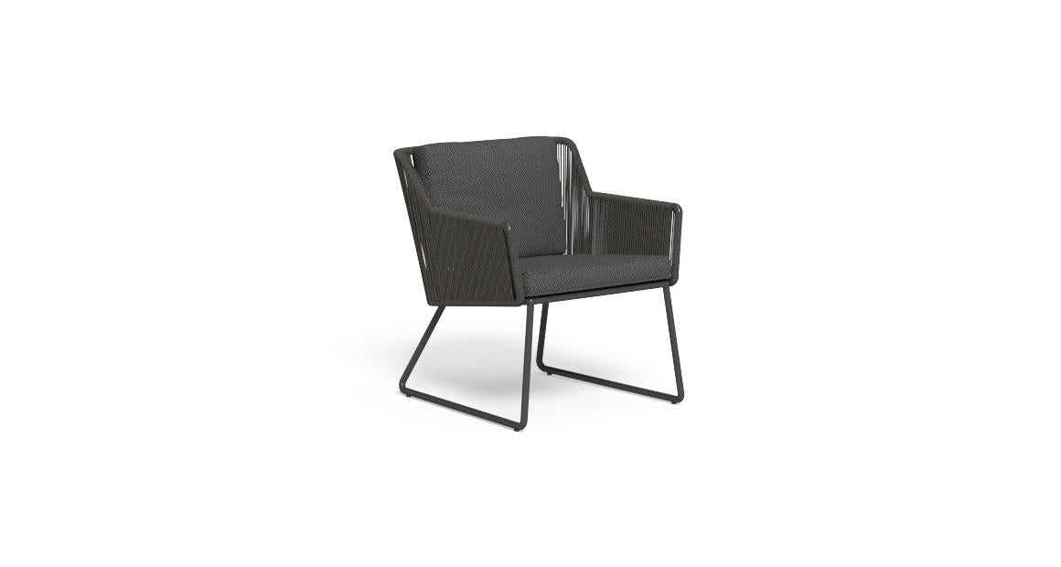Poltrona lounge alluminio e corda Coral Talenti antracite nero dark grey