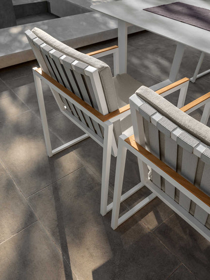 Sedia poltrona pranzo alluminio corda da esterno Alabama Talenti Bianco Grigio