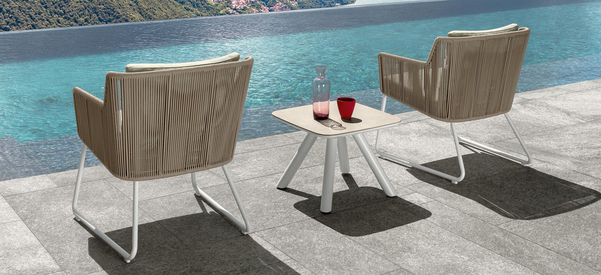 Poltrona lounge alluminio e corda Coral Talenti Genco Outdoor